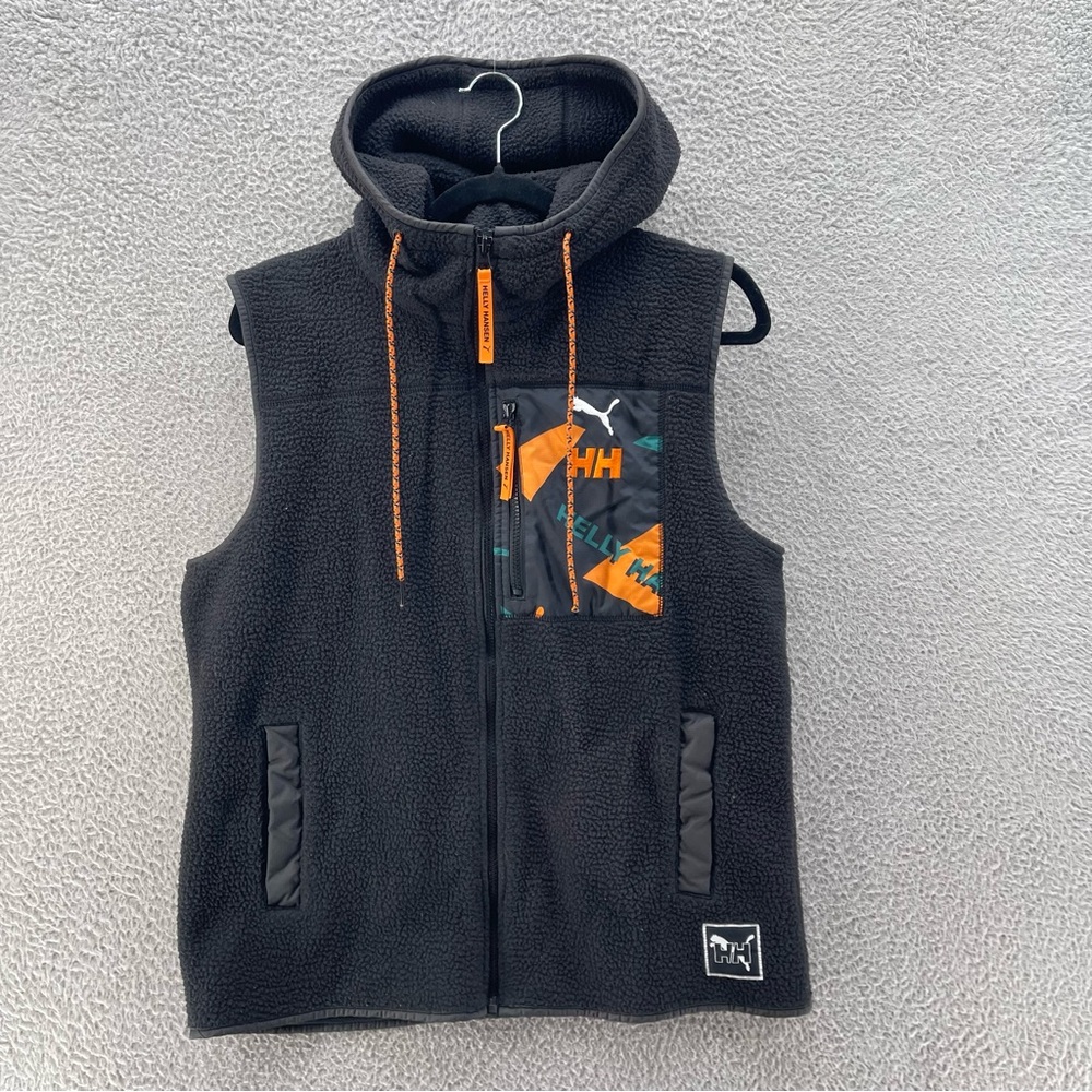 Puma X Helly Hansen Vest Men Medium Black Full Zip Sherpa Fleece Hood Gorpcore